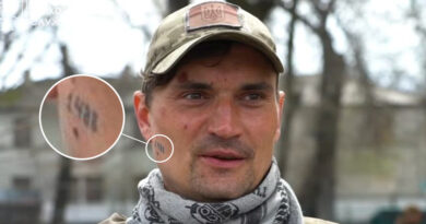 La Guardia Fronteriza de Ucrania publica un video que muestra a uno de sus miembros con un tatuaje nazi en la cara