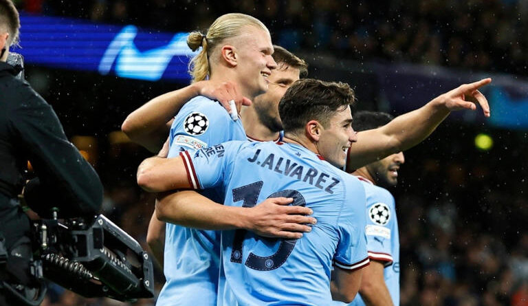 Manchester City goleó a Copenhague con un Haaland histórico y el estreno goleador de Julián Álvarez en Champions