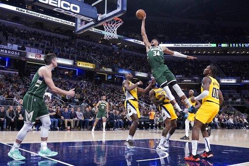 Los Bucks ganan 141-131 a Pacers; Antetokounmpo anota 41 puntos