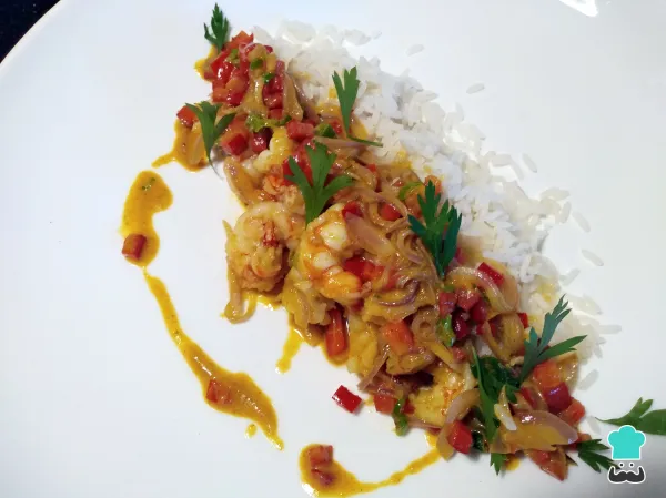 Receta de Camarones al curry