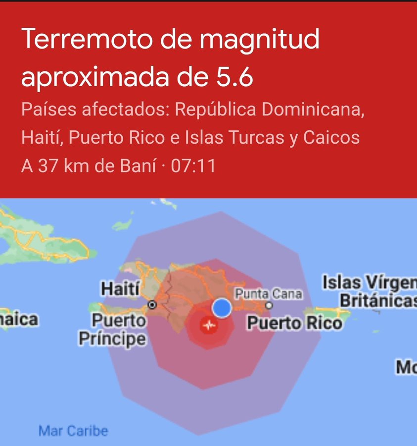 Se registra temblor de 5.6 en RD