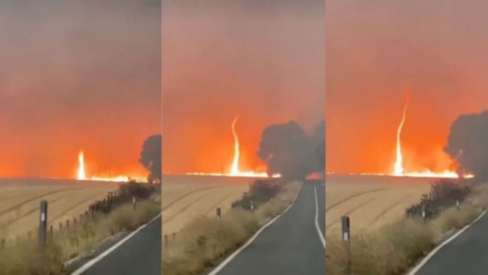 Graban un enorme remolino de fuego provocado por masivos incendios en Chile