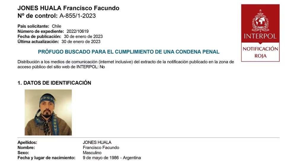 La Justicia argentina dio un paso clave y comenzó el proceso de extradición de Jones Huala a Chile