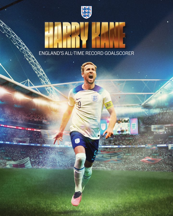 Harry Kane se transformó en el máximo goleador de la historia de la selección inglesa