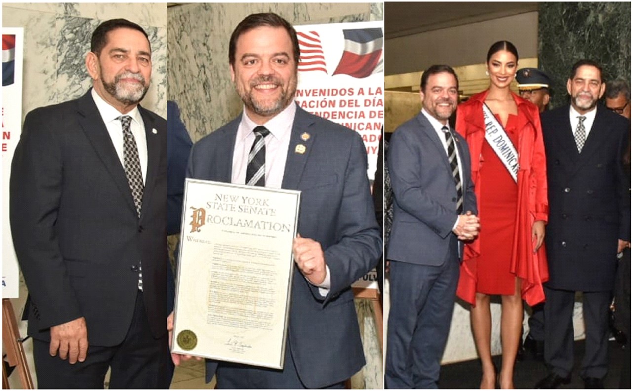 Senado Estatal de NY entrega proclama al cónsul Jáquez durante celebración de la Independencia Nacional en  Albany