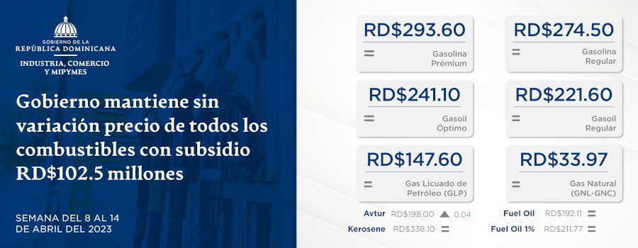 Gobierno mantiene sin variación precio de todos los combustibles con subsidio RD$102.5 millones