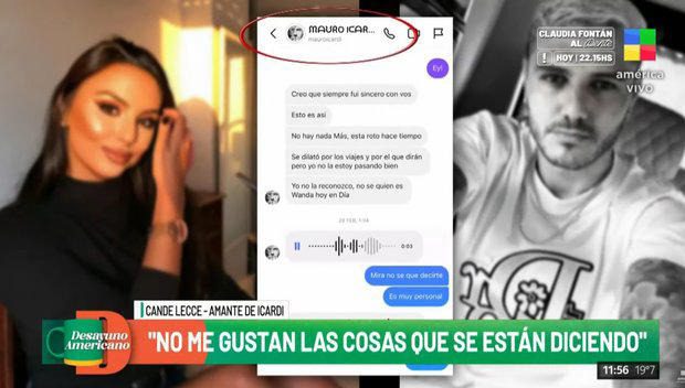 El audio que Mauro Icardi le envió a Cande Lecce en medio de su separación con Wanda Nara