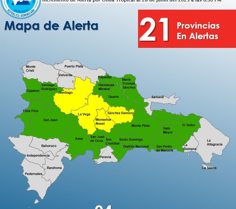 El COE aumenta a 21 las provincias en alerta por lluvias