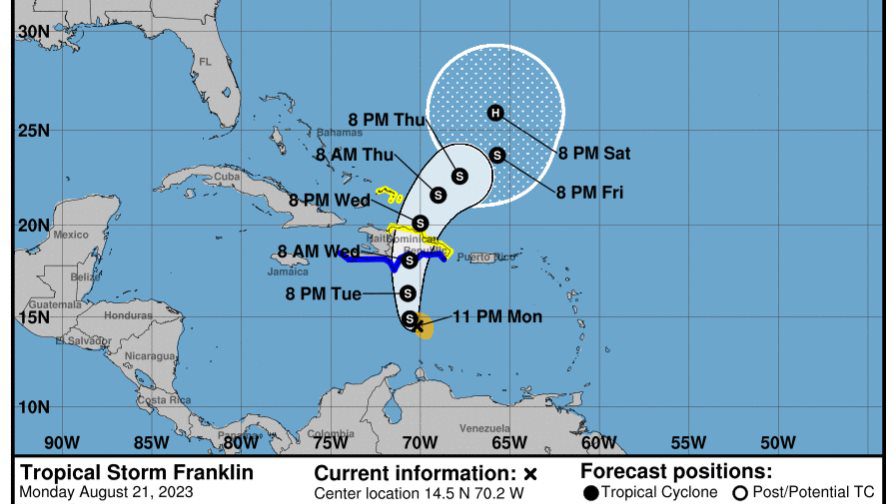 Franklin se acercará a RD este martes; sigue advertencia de que traerá muchas lluvias