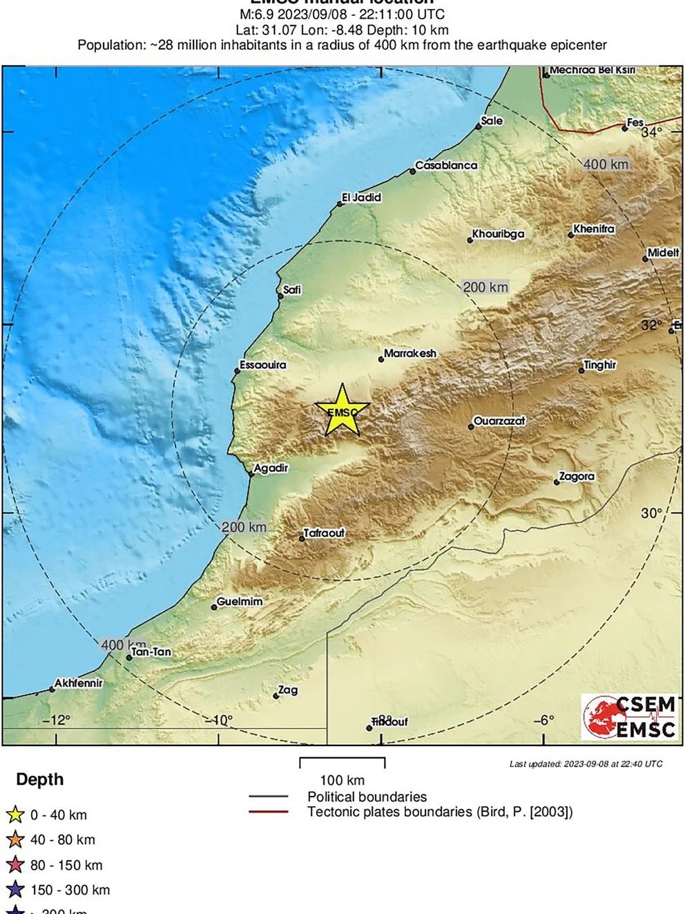 La cifra de muertos tras el poderoso terremoto que golpeó el centro de Marruecos ascendió a más de 630