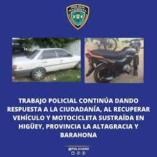 Trabajo policial continúa dando respuesta a la ciudadanía, al recuperar vehículo y motocicleta sustraída en Higüey, provincia La Altagracia y Barahona