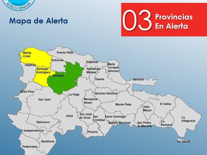 COE mantiene tres provincias en alerta por efectos de una vaguada