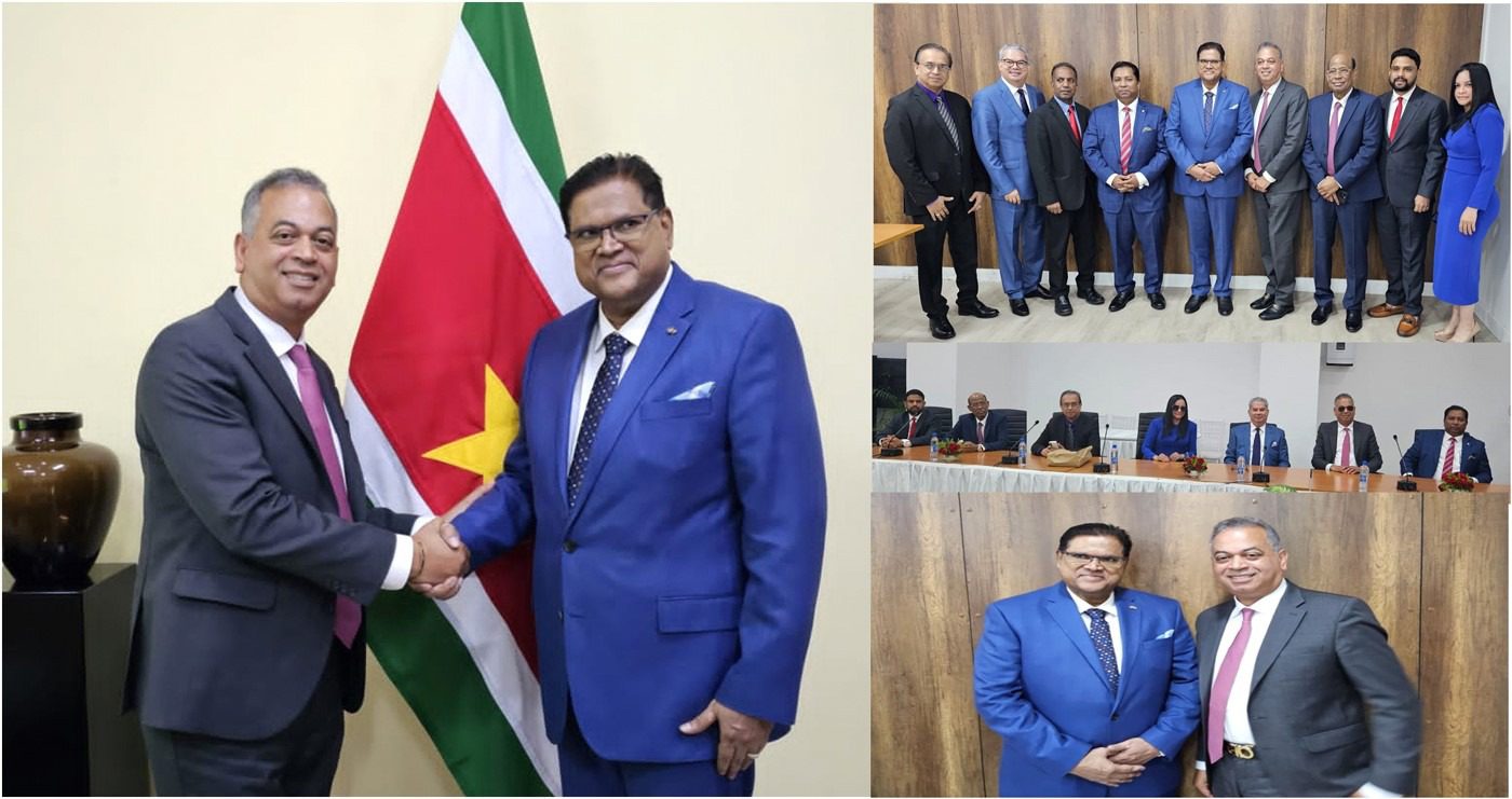 Empresarios dominicanos radicados en NY encabezados por Luna,  Vieluf y esposa se reúnen con presidente de Surinam en agenda de negocios