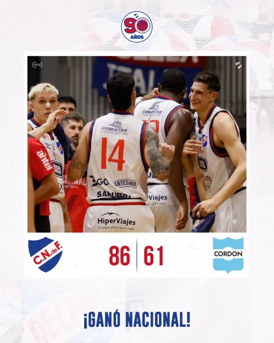 Nacional aplastó a Cordón por 86-61 y sigue como líder de la Liga Uruguaya de Básquet
