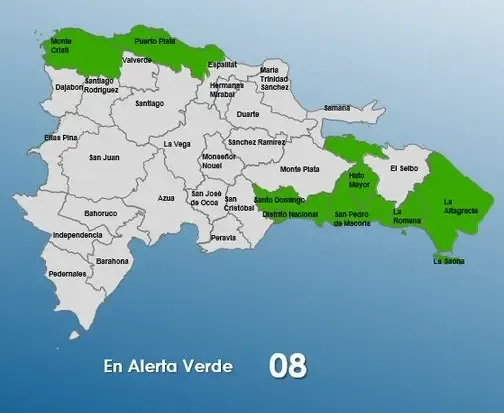 Emiten alerta verde para ocho provincias en alerta