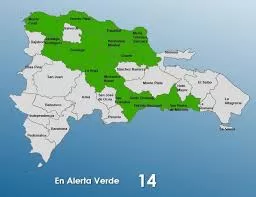 COE eleva a 14 las provincias en alerta verde