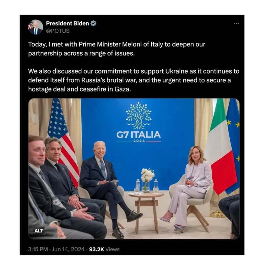 Biden reconoció en la Cumbre del G7 que no avanza la negociación entre Israel y Hamas para acordar un cese del fuego en Gaza