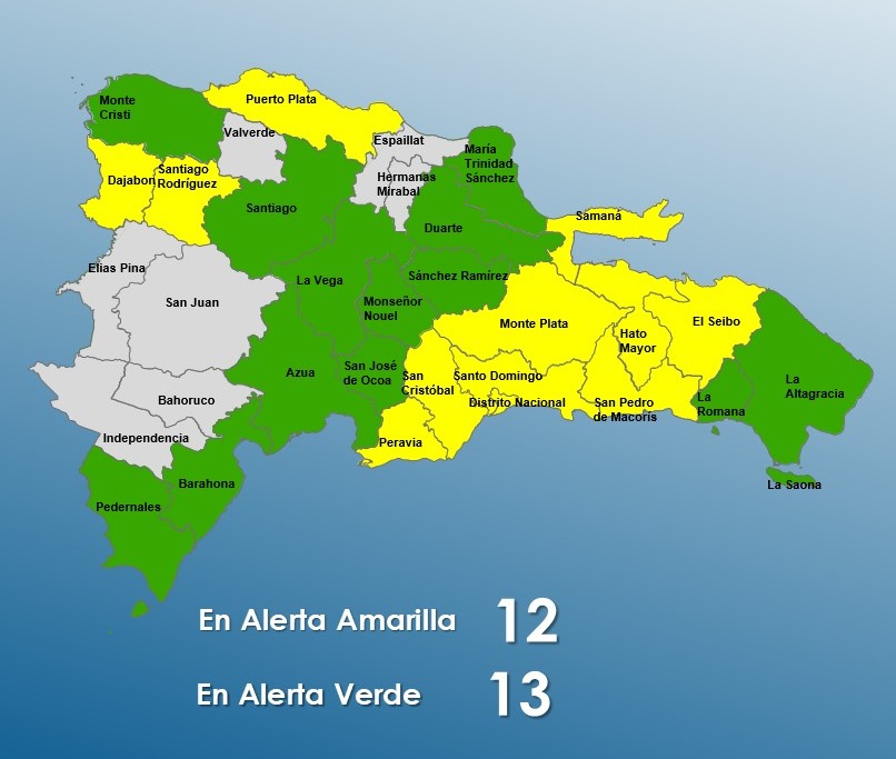COE coloca 25 provincias en alerta por lluvias