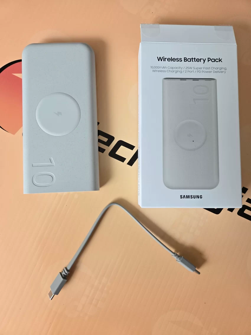 Batería Inalámbrica Samsung: ¡Carga Rápida y Estilo Beige!