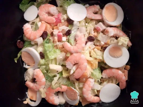 Receta de Ensalada de langostinos y huevo duro