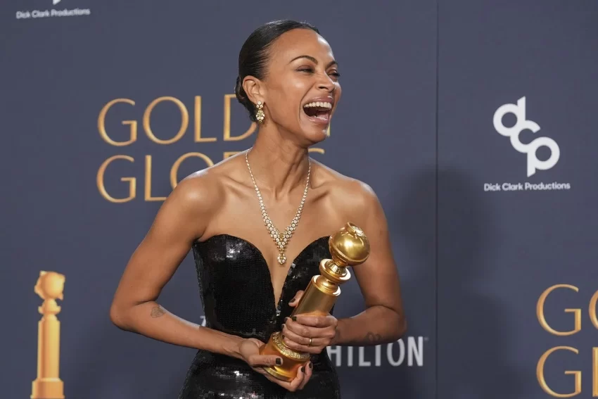 Zoe Saldaña agradece celebración del presidente Abinader tras ganar el Globo de Oro