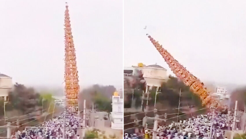 Carroza de 30 metros cae en la India