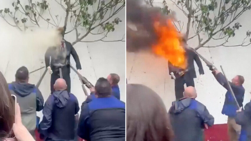 Disparan y queman a 'Donald Trump' en un municipio español