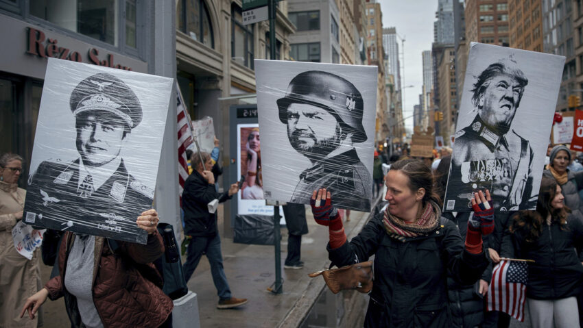 Los manifestantes no pueden explicar claramente por qué consideran que Trump es "fascista", lo que provoca la reacción de Musk.