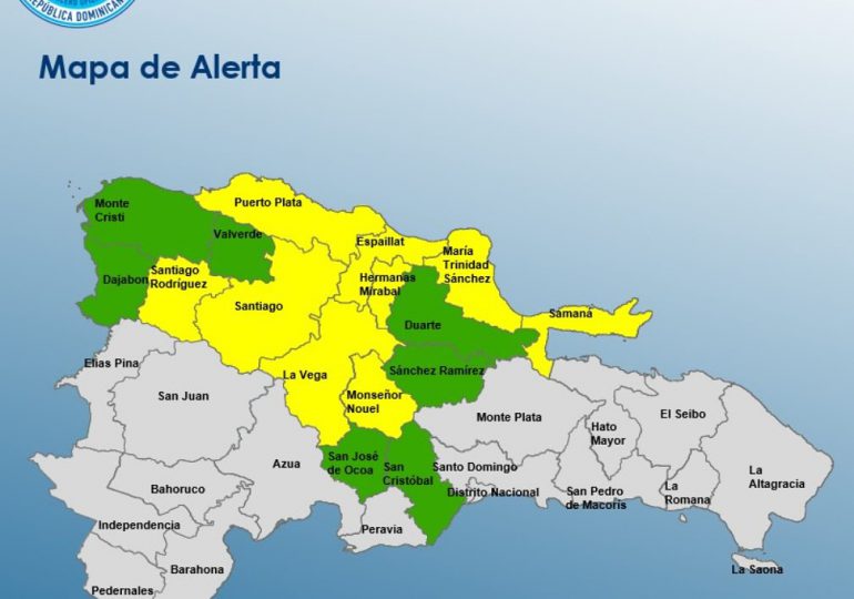 COE mantiene 9 provincias en alerta amarilla y 7 en verde por efectos de vaguada