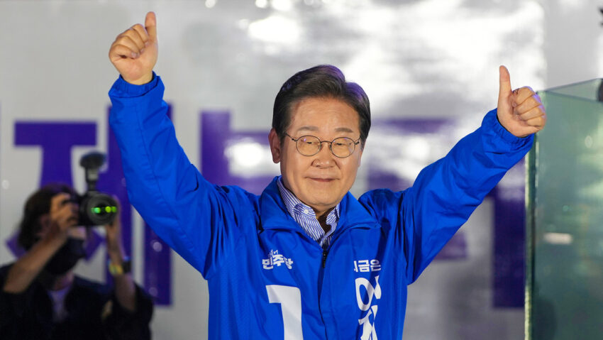 El candidato Lee Jae-myung se declara triunfador en las elecciones presidenciales de Corea del Sur.
