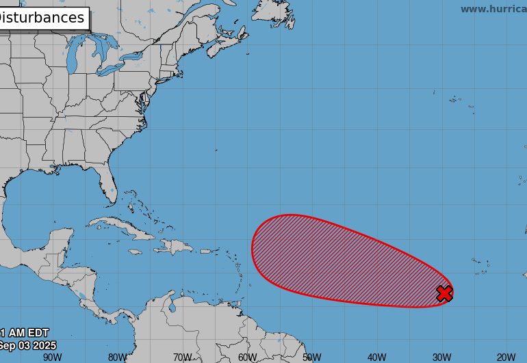 Centro Nacional de Huracanes monitorea onda tropical en el Atlántico con alta probabilidad de formación ciclónica
