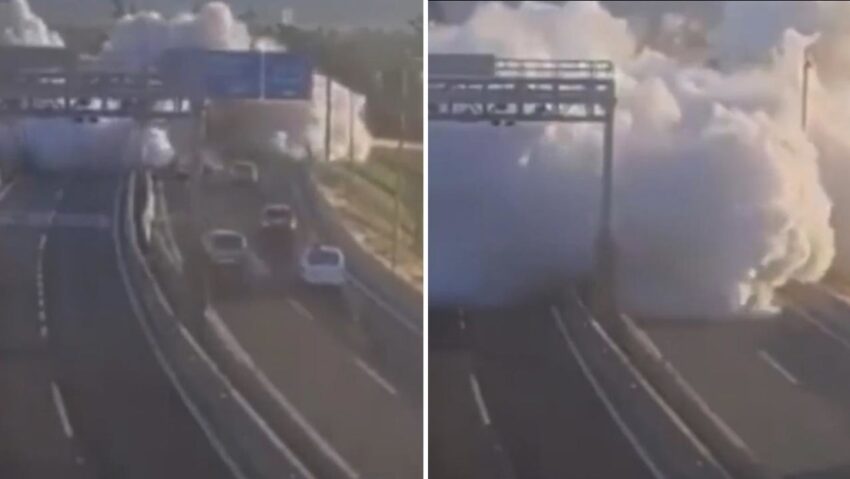 Captan cómo una nube 'traga' la carretera antes de la mortífera explosión de un camión en Chile