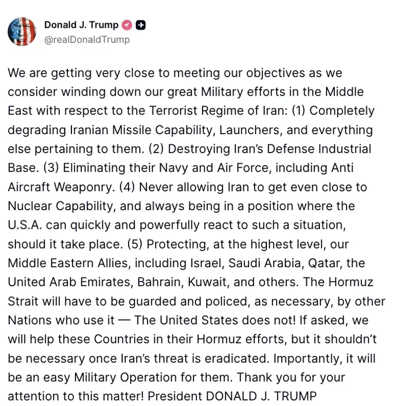 Avanzada diplomática: Trump afirma que EE. UU. está "muy cerca" de alcanzar sus objetivos en Irán