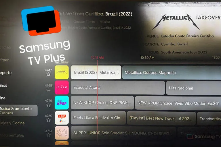 Acorde Perfecto: Samsung TV Plus Incorpora Nuevos Canales Musicales Gratuitos con Metallica a la Cabeza