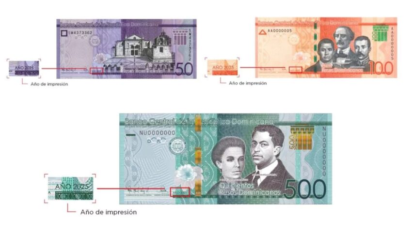 BCRD emite billetes de RD$50, RD$100 y RD$500 del año 2025
