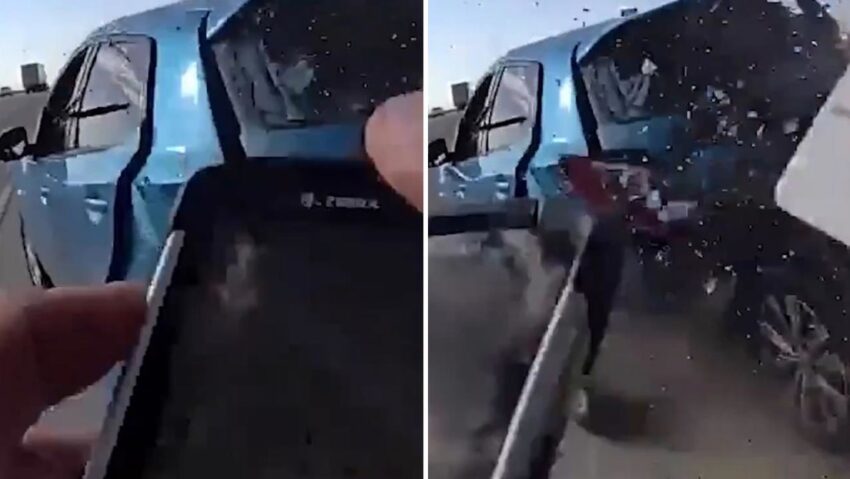 Conductor choca violentamente contra otro auto y casi atropella a un policía