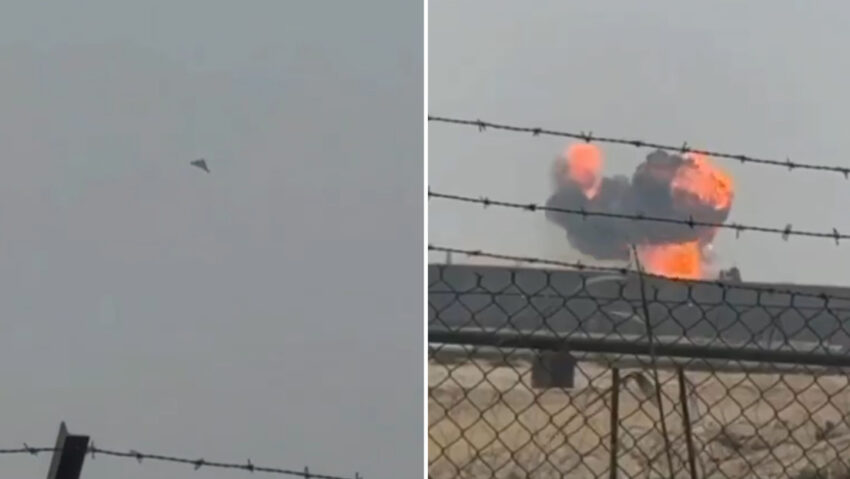 Supuesto momento en que un dron suicida iraní golpea la sede de la Quinta Flota de EE.UU.
